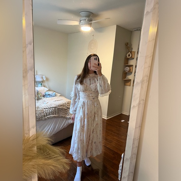 JardinVue maxi floral ruffled dress small - Picture 2 of 4